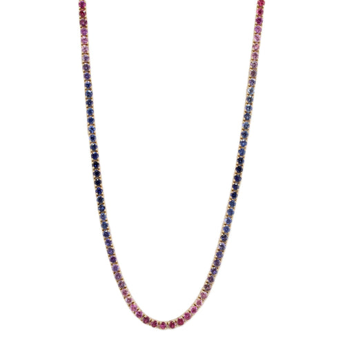 Ombre Mixed Sapphire Line Necklace