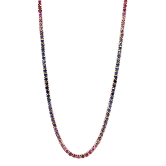 Ombre Mixed Sapphire Line Necklace
