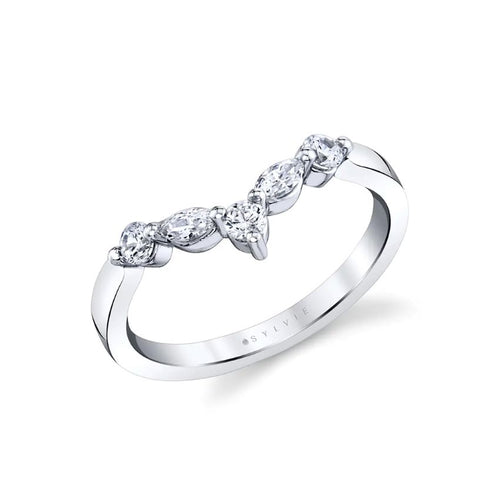Round & Marquise Diamond Curved Band