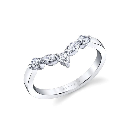 Round & Marquise Diamond Curved Band