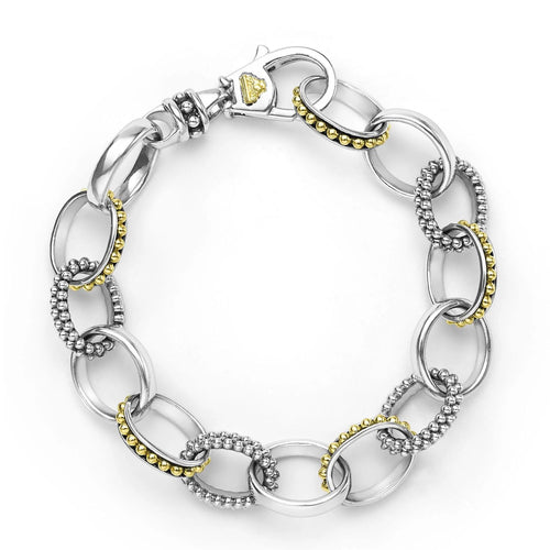 Signature Caviar Large Two-Tone Caviar Link Bracelet