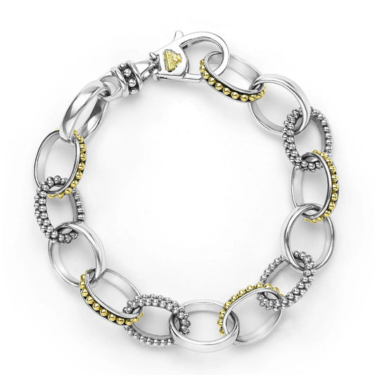 Signature Caviar Large Two-Tone Caviar Link Bracelet