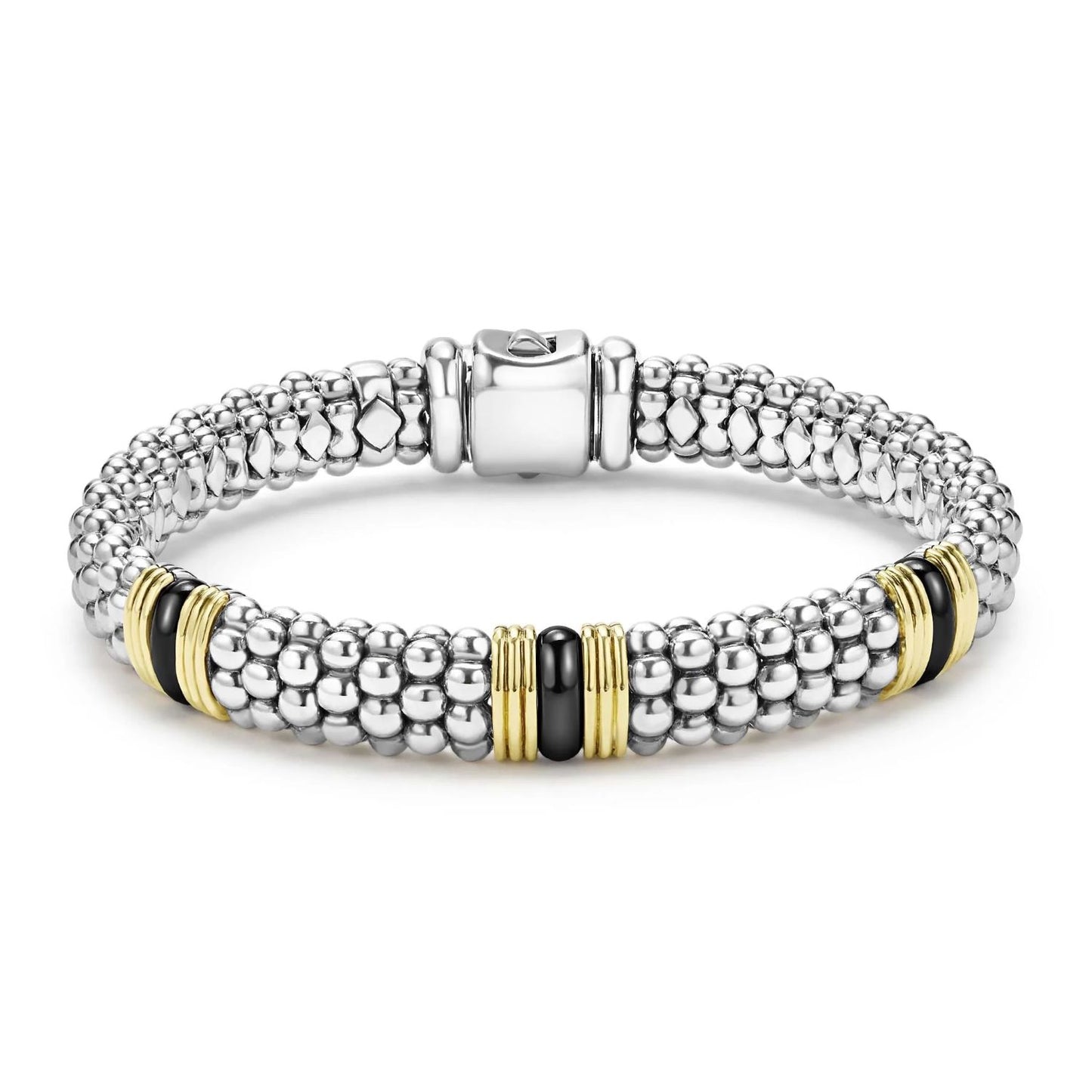 Black Caviar Two-Tone Black Ceramic Station Bracelet