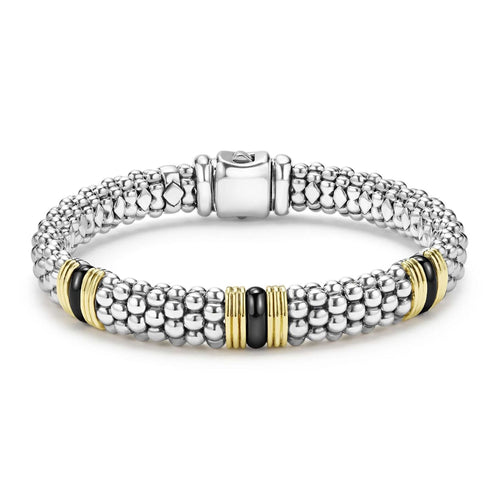 Black Caviar Two-Tone Black Ceramic Station Bracelet