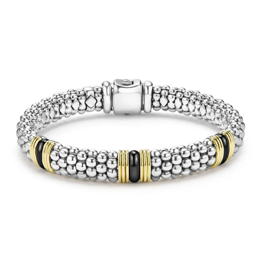 Black Caviar Two-Tone Black Ceramic Station Bracelet