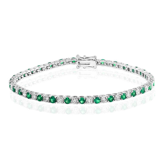 Emerald & Diamond Inline Bracelet