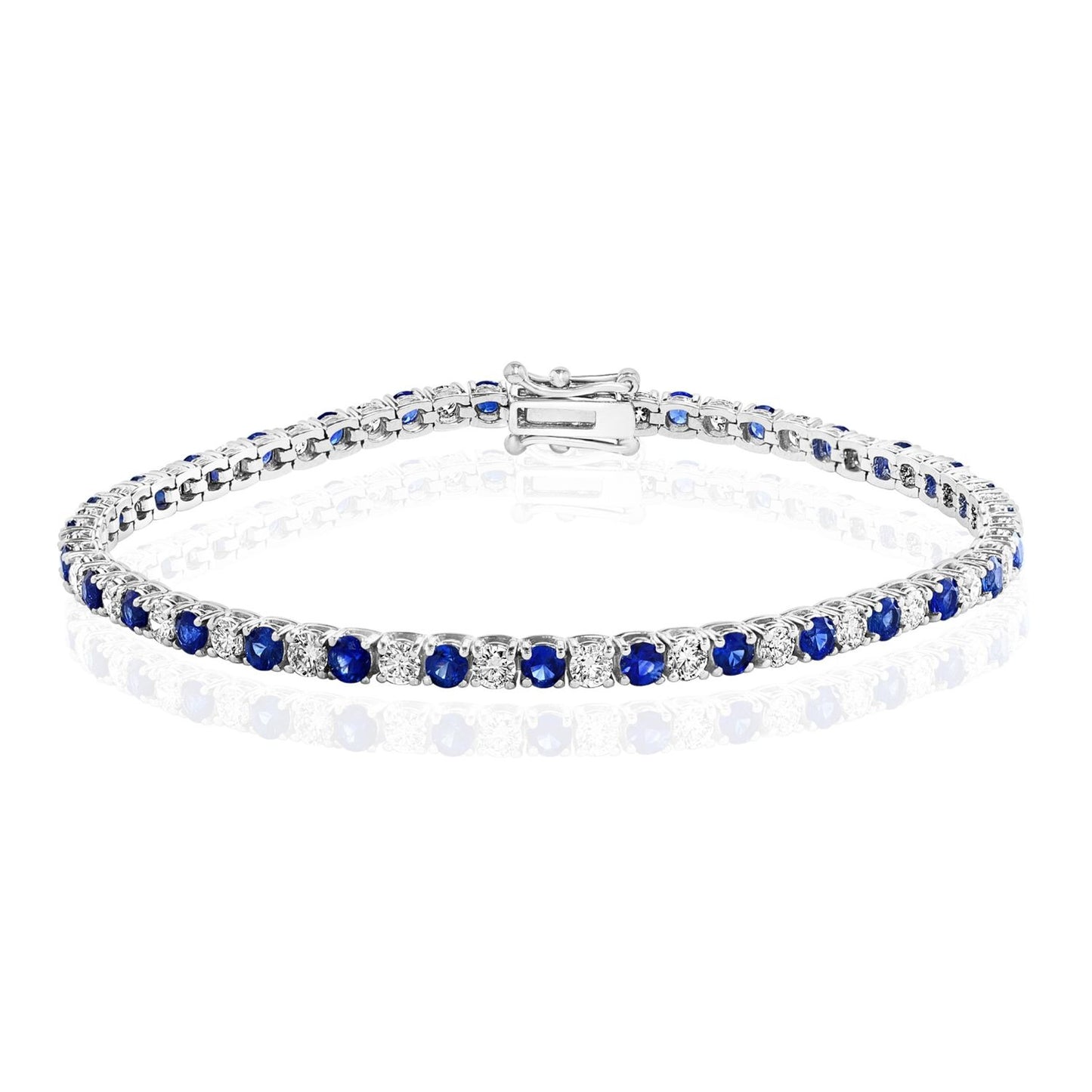 Blue Sapphire & Diamond Inline Bracelet