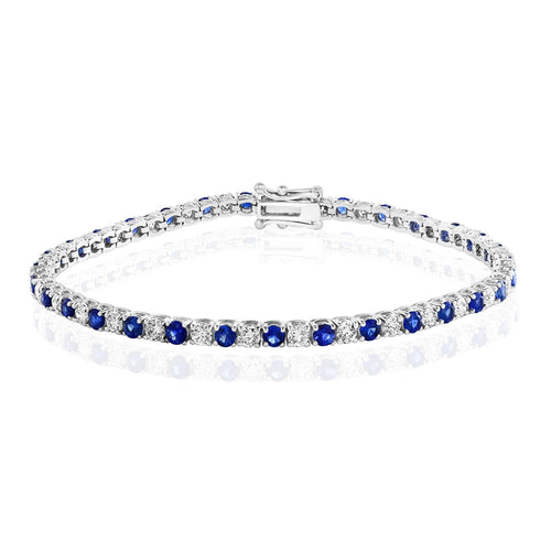 Blue Sapphire & Diamond Inline Bracelet