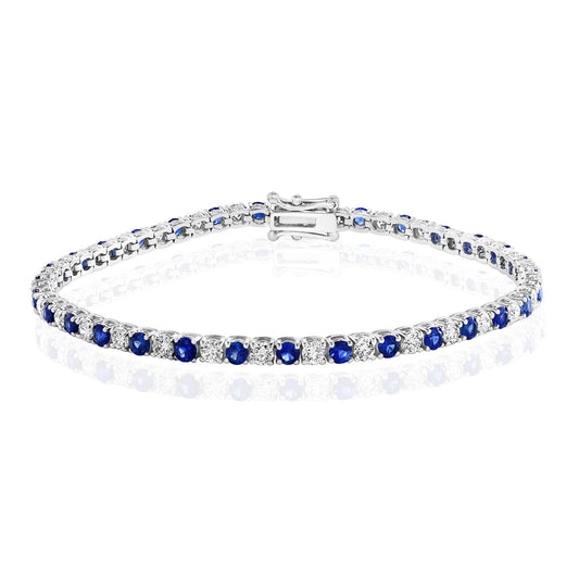 Blue Sapphire & Diamond Inline Bracelet