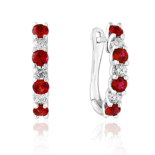 Diamond & Ruby Hoop Earrings
