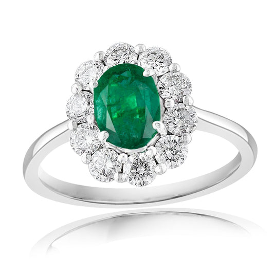 Emerald & Diamond Halo Ring
