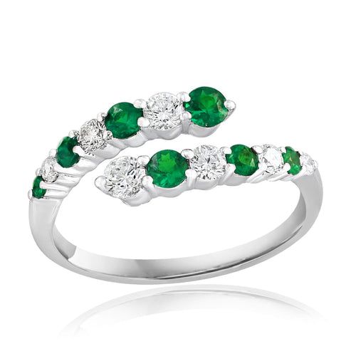 Emerald & Diamond Bypass Ring