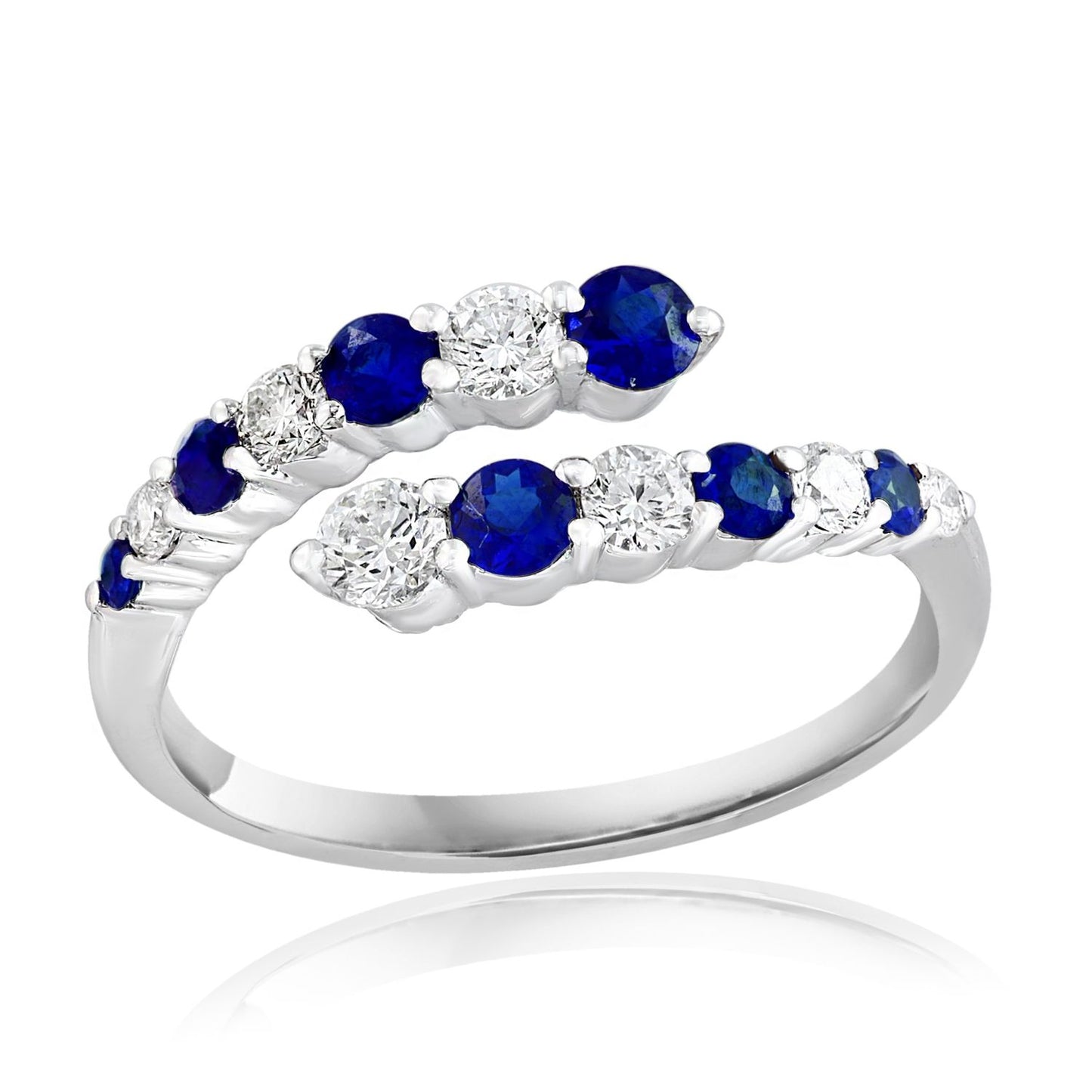 Blue Sapphire & Diamond Bypass Ring