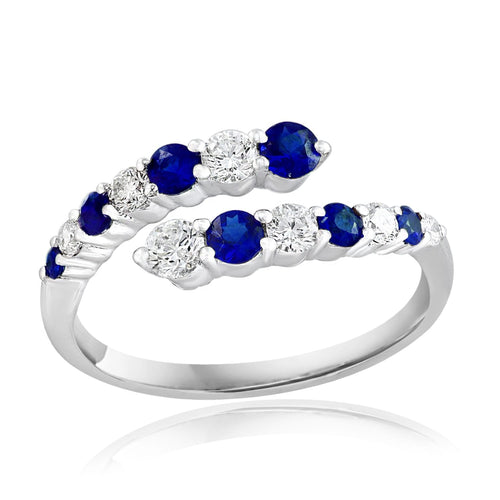 Blue Sapphire & Diamond Bypass Ring