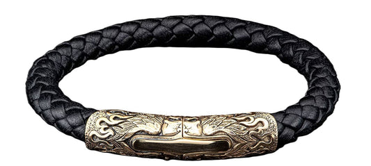 Ramble On-Bronze Black Leather Bracelet