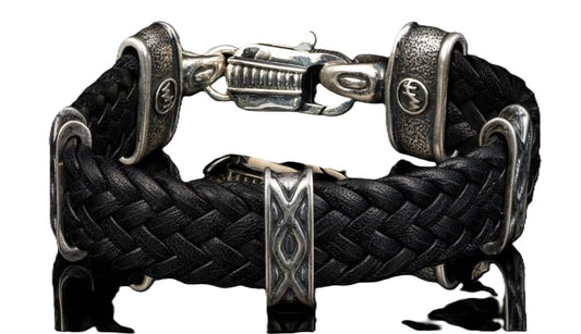 Tilt-Black Woven Kangaroo Leather Bracelet