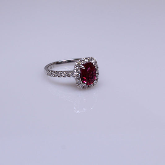 Ruby & Diamond Halo Ring