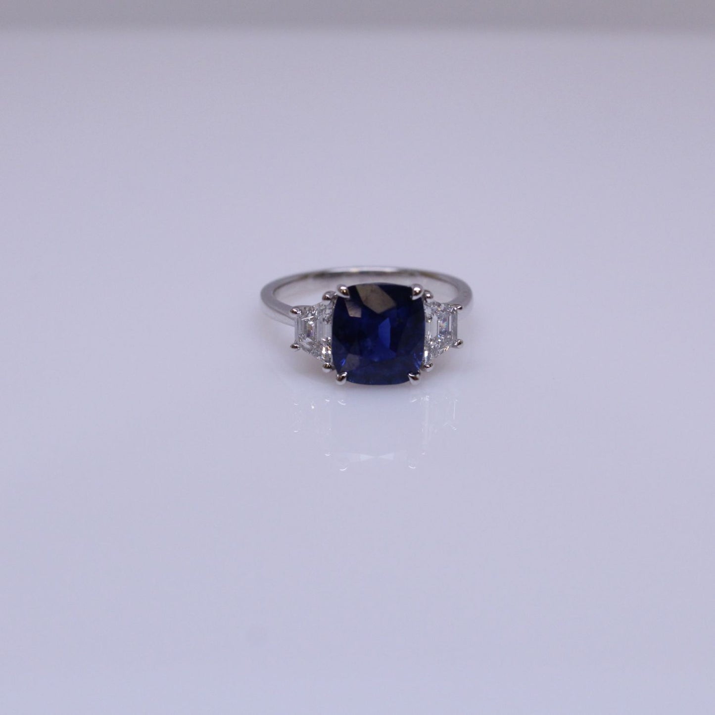 Blue Sapphire and Diamond Ring