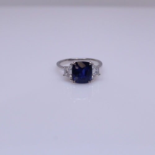 Blue Sapphire and Diamond Ring