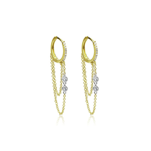 Yellow Gold Fringe Diamond Hoop