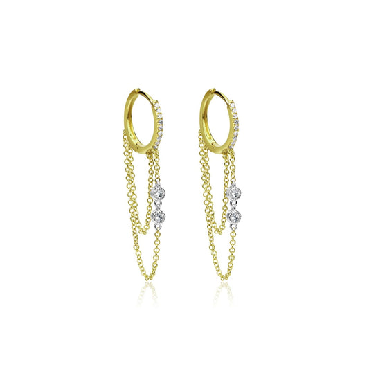 Yellow Gold Fringe Diamond Hoop