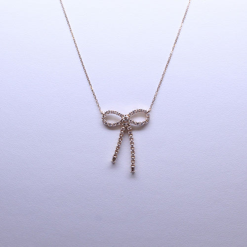 Diamond Bow Pendant Necklace