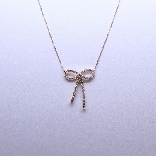 Diamond Bow Pendant Necklace
