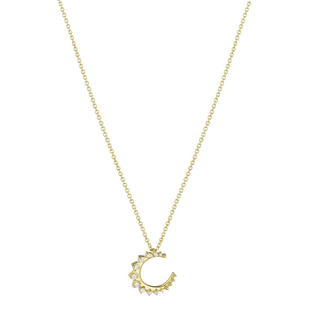 Petite Penny Diamond Crescent Moon Pendant Necklace