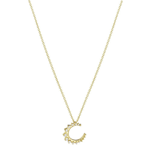 Petite Penny Diamond Crescent Moon Pendant Necklace
