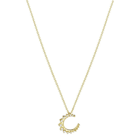 Petite Penny Diamond Crescent Moon Pendant Necklace