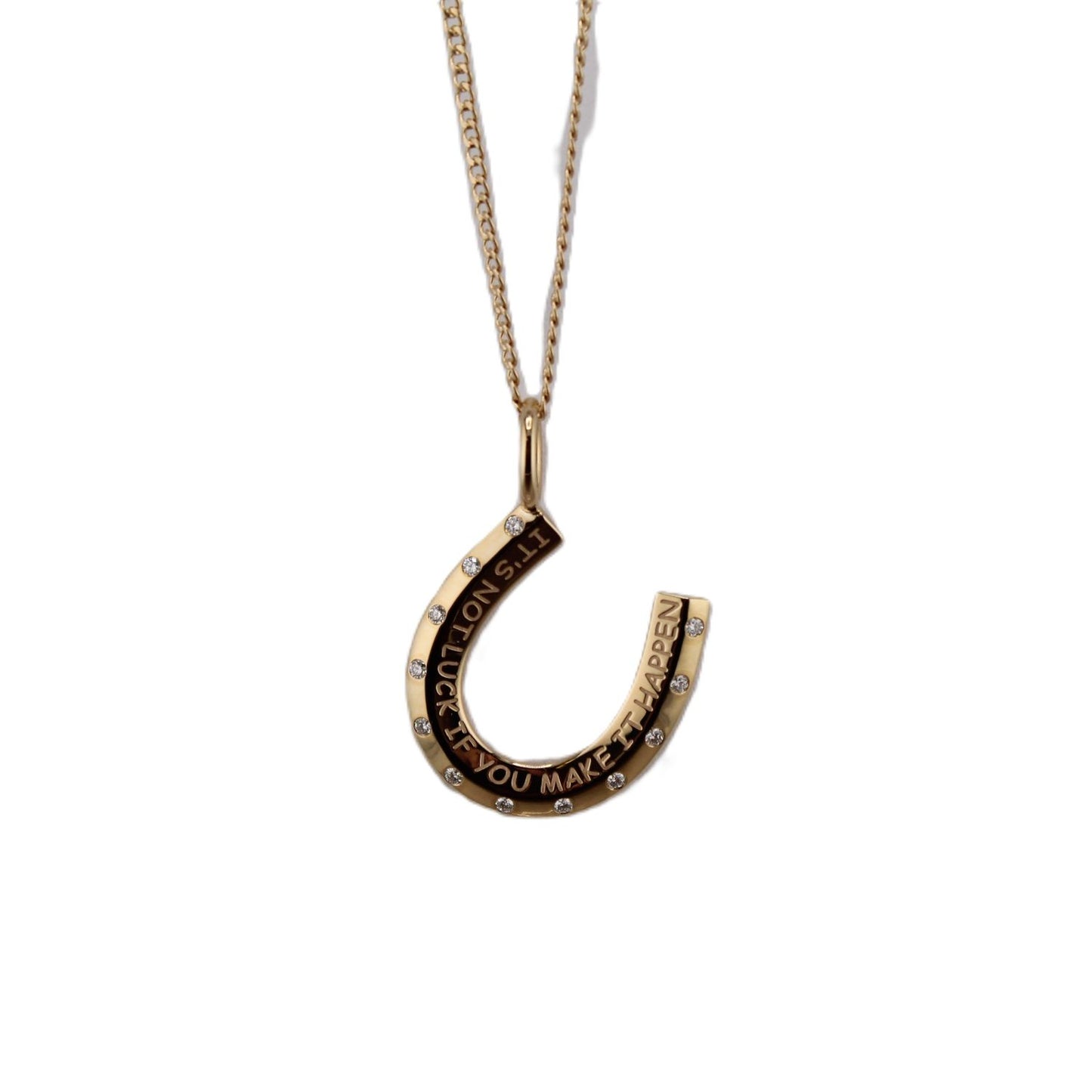 It's Not Luck Horseshoe Pendant Curb Necklace