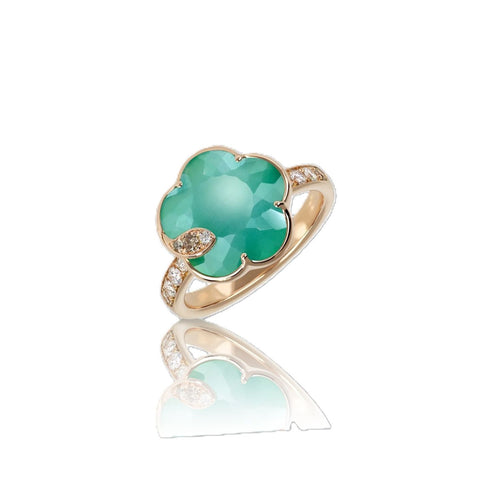 Petit Joli Collection Green Agate & Moonstone Doublet Flower Ring