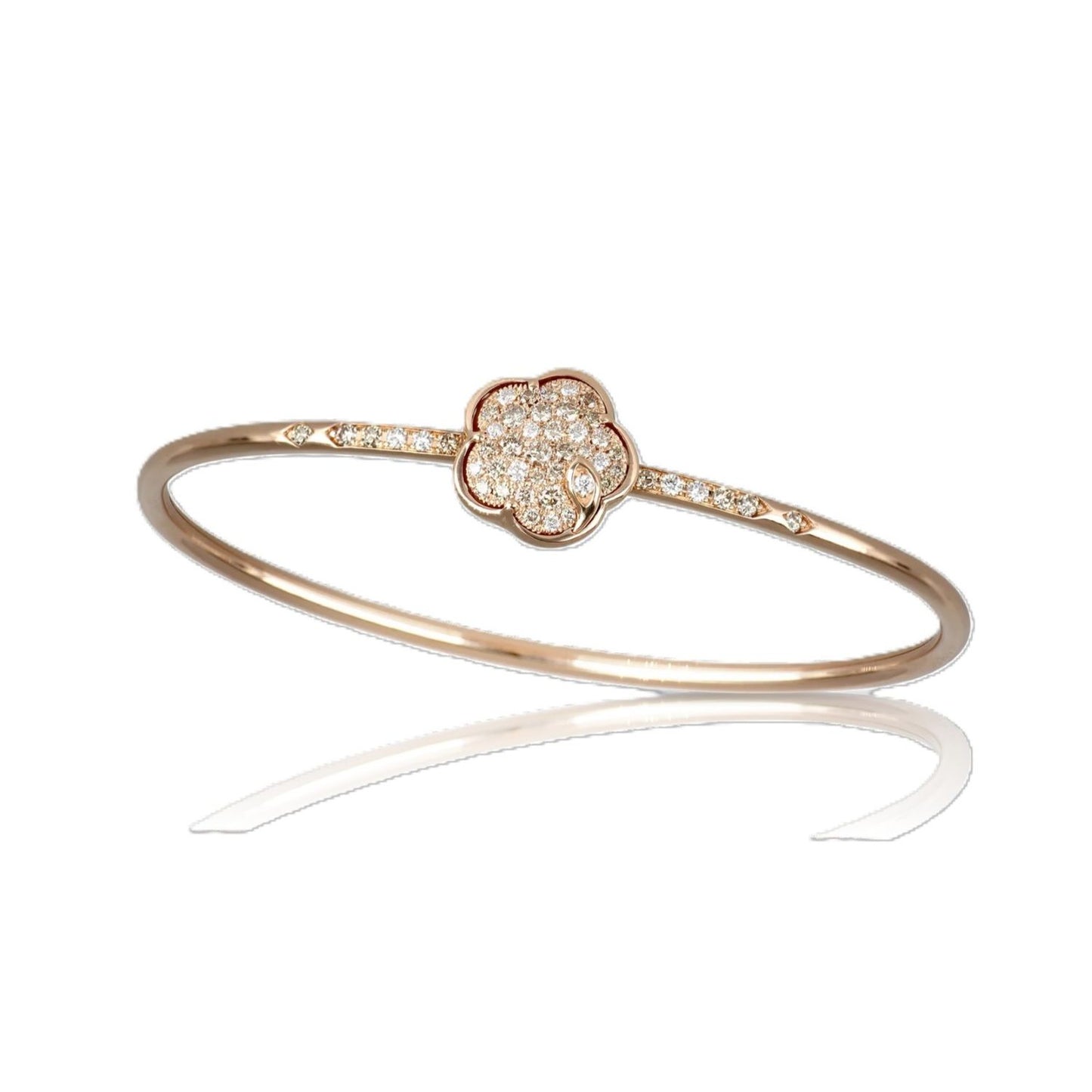 Petit Joli Collection Diamond Flower Bangle Bracelet with Carnelian Back