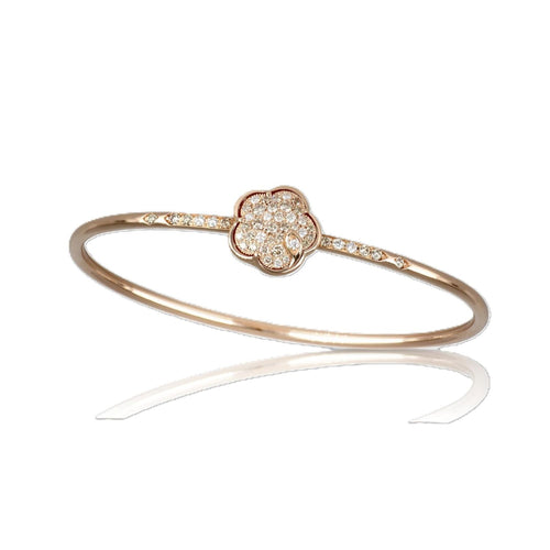 Petit Joli Collection Diamond Flower Bangle Bracelet with Carnelian Back