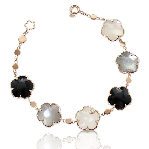 Petit Joli Collection Moonstone and Onyx Flower Bracelet