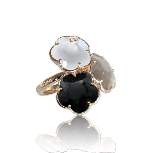 Petit Joli Collection Moonstone and Onyx Flower Ring
