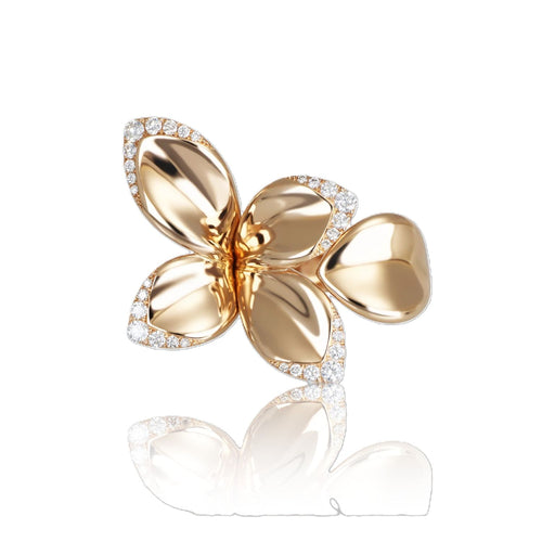 Giardini Segreti Collection Diamond Flower Motif Bypass Ring