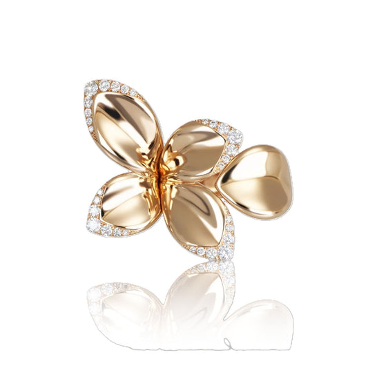 Giardini Segreti Collection Diamond Flower Motif Bypass Ring
