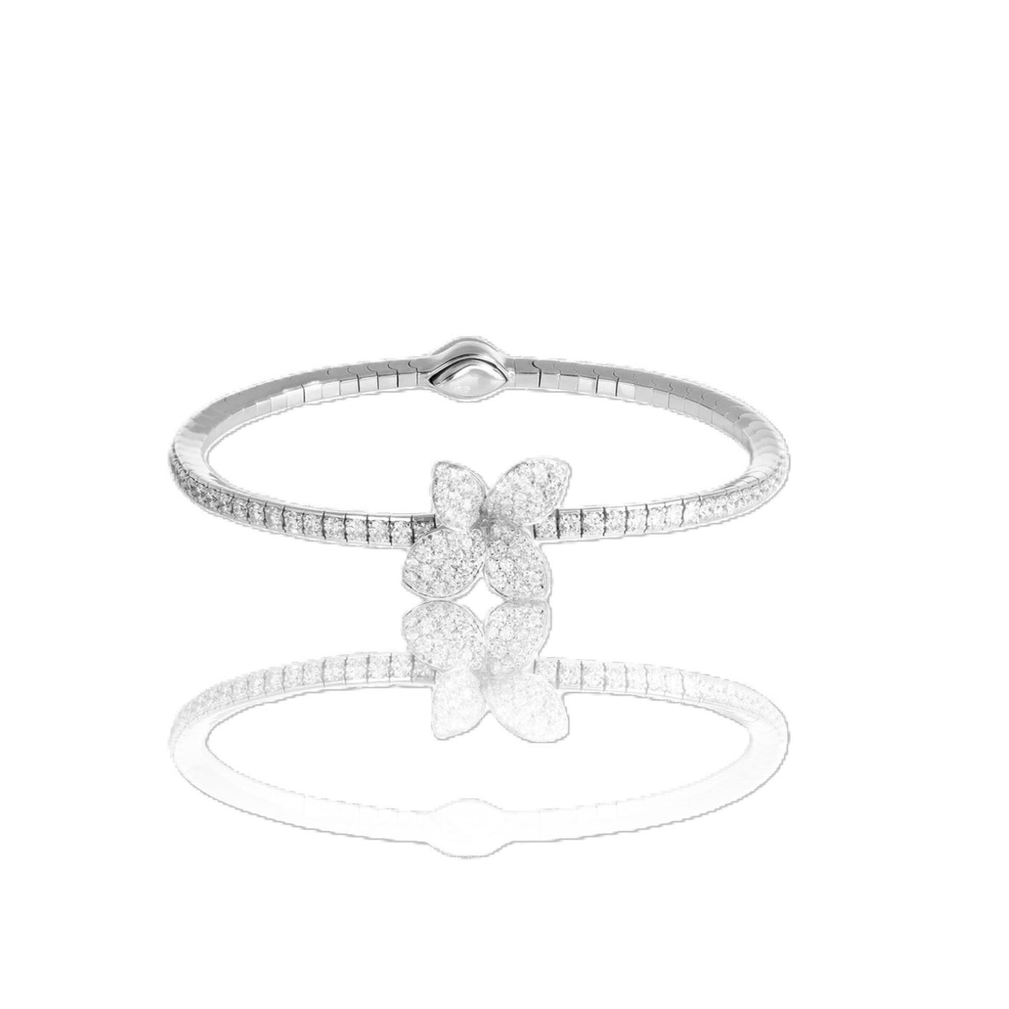 Heart to Earth Collection Diamond Line Bracelet with Center Flower Motif