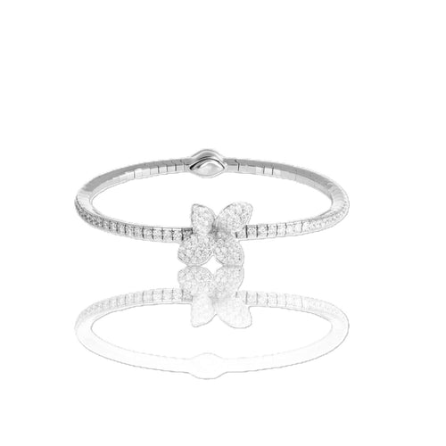 Heart to Earth Collection Diamond Line Bracelet with Center Flower Motif