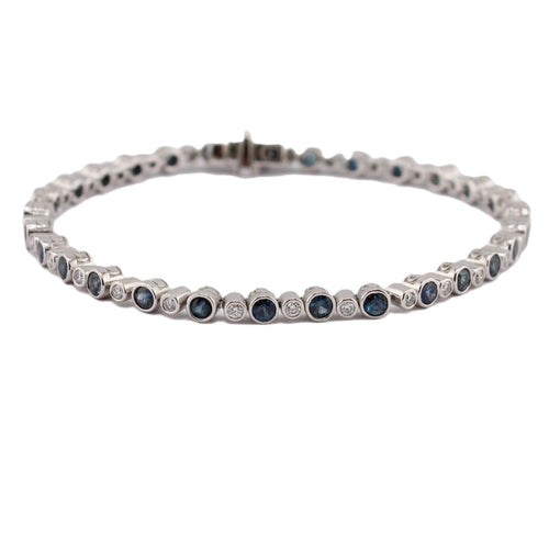 Aura Collection Blue Sapphire and Diamond Line Bracelet