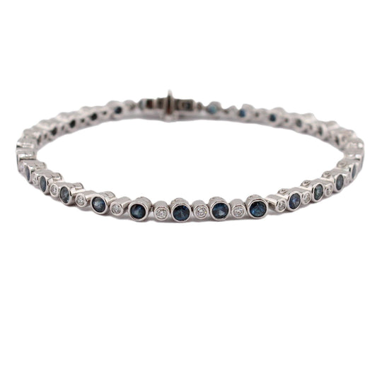 Aura Collection Blue Sapphire and Diamond Line Bracelet