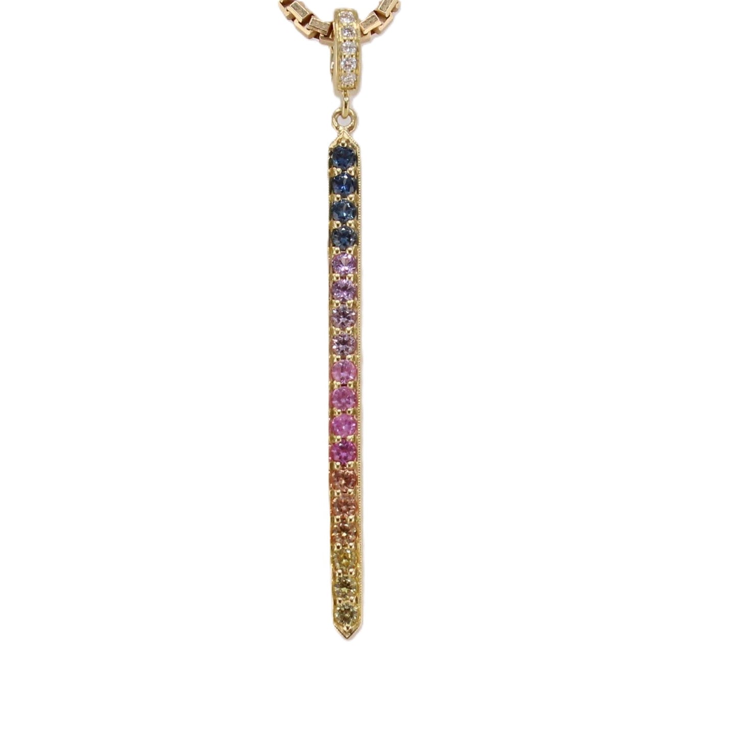 Rainbow Sapphire and Diamond Pendant