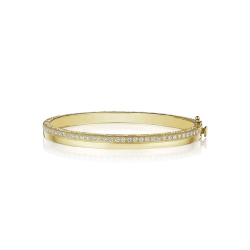 High Polish Diamond Row Bangle