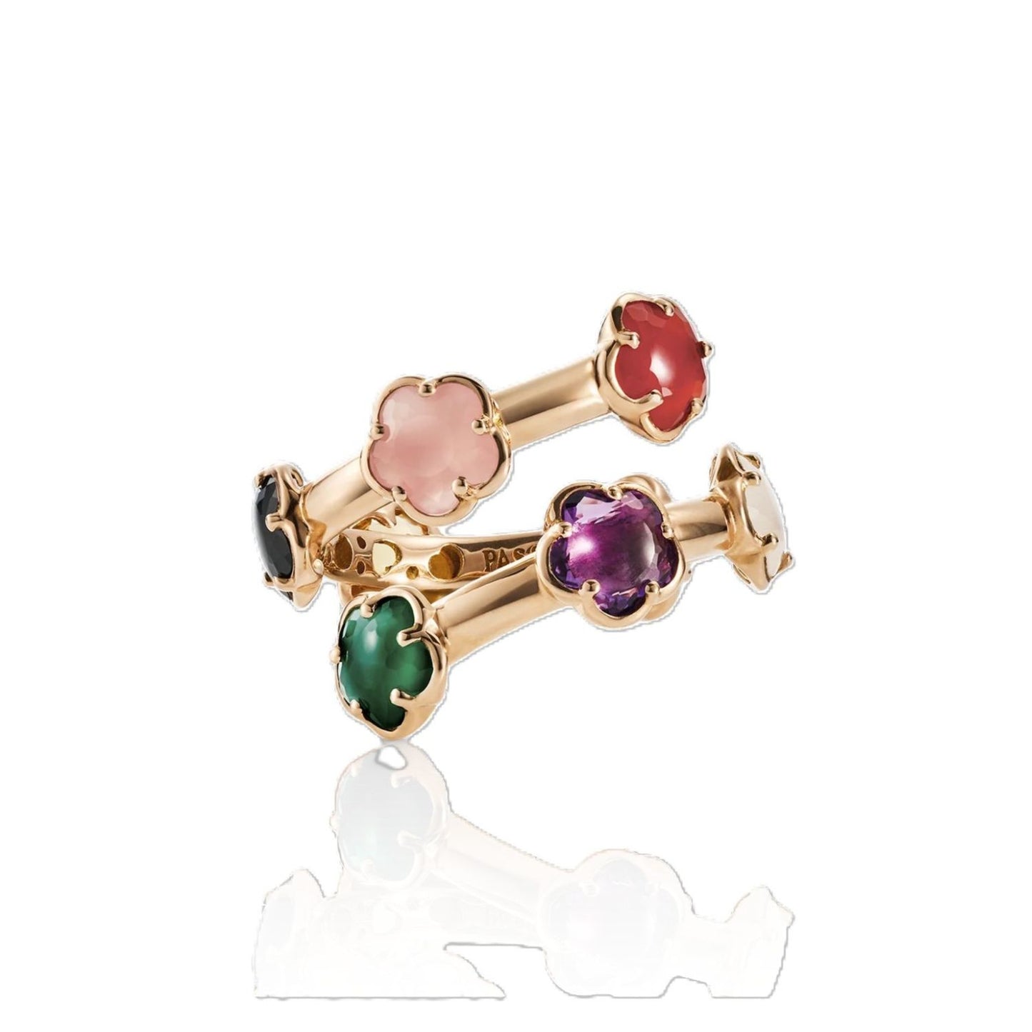 Figlia Dei Collection Gemstone Floral Bypass Ring