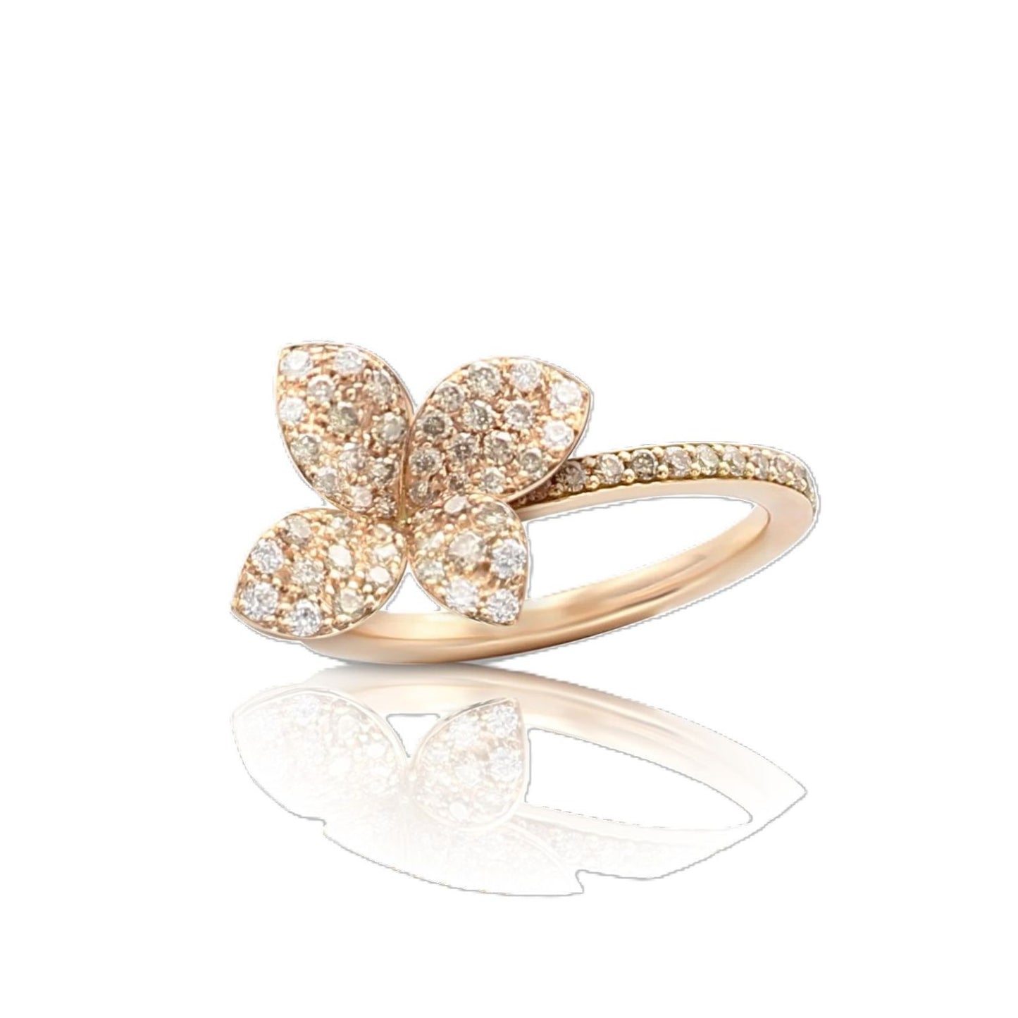 Petit Garden Collection White & Champagne Diamond Flower Ring