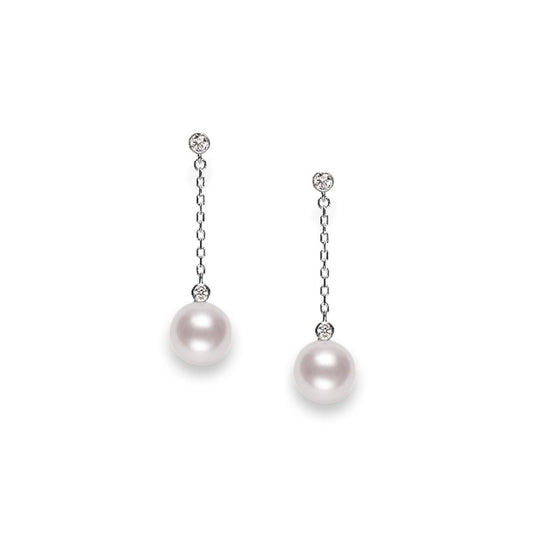 Akoya Cultured Pearl & Diamond Drop Earrings