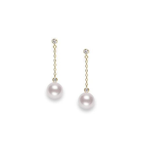 Akoya Cultured Pearl & Diamond Drop Earrings