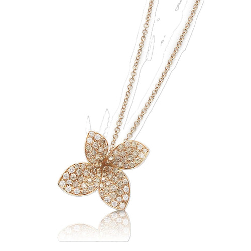 Petit Garden Collection  White and Champagne Diamond Flower Necklace