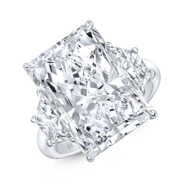 Plat Radiant Engage 10.03CT G/SI1 GIA Certed & 2 DIA Trapezoid=0.90CTTW H/VS SZ 6.5